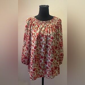 Cure- Floral Print Red Blouse Size XL‎